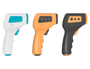 Set of Electronic thermometer, non-contact infrared thermograph body temperature safety isolated on white background. Vector illustration.
