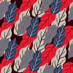 Botanical leaves endless wallpaper. Autumn foliage seamless pattern.