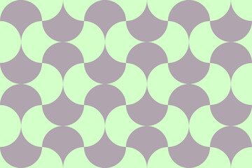 Abstract overlapping geometric pale green and brown swirling circle shapes repeating pattern, vector illustration