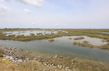 amazing Wild landscape with the Venetian lagoon near the island