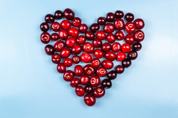 Heart made of cherries.