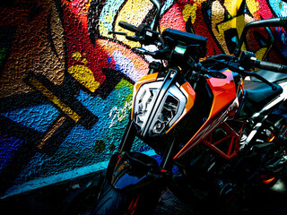 abstract colorful background with a motorcycle