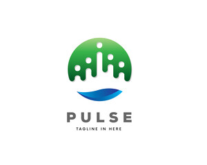Abstract circle pulse logo team health community logo symbol design illustration