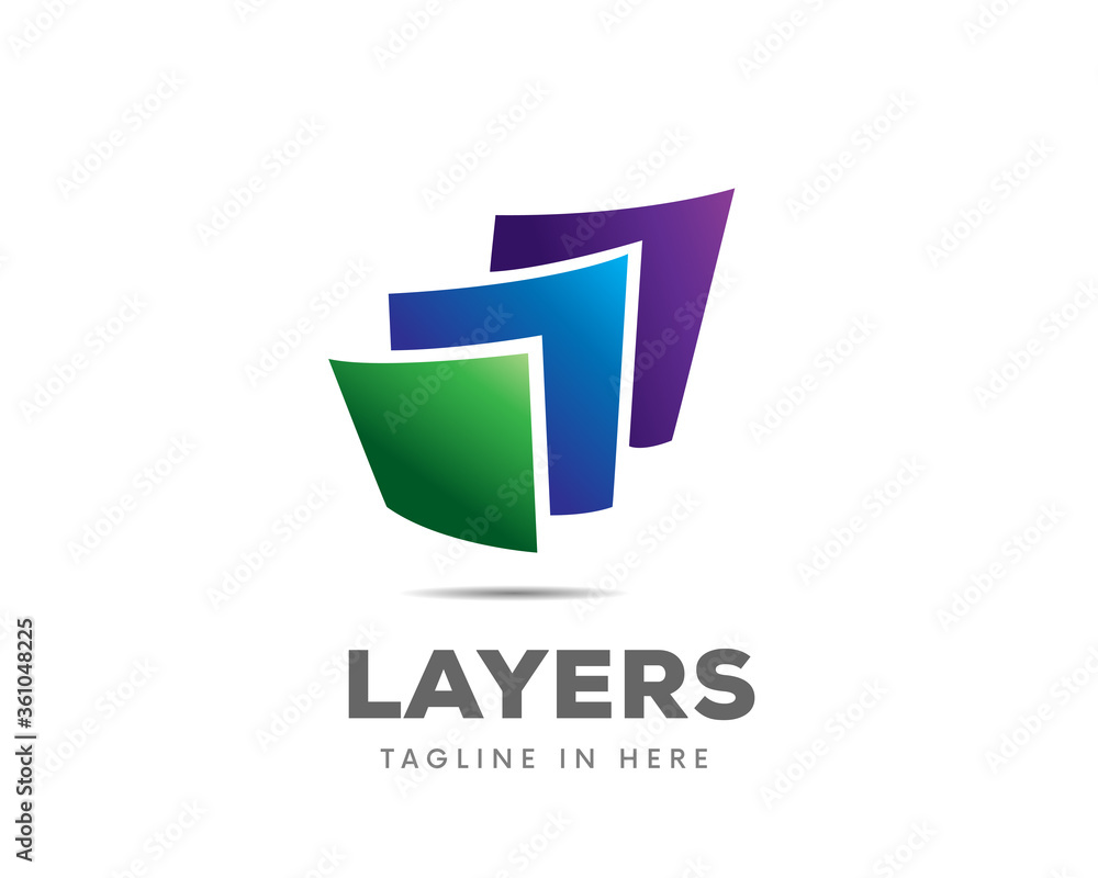 Wall mural simple layers paper document view monitoring logo design illustration