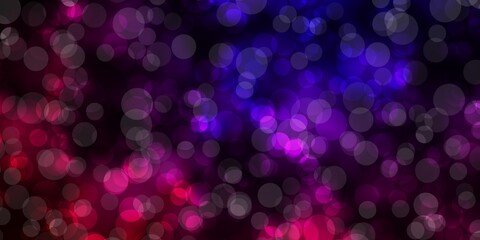 Dark Pink, Blue vector background with circles. Colorful illustration with gradient dots in nature style. Pattern for booklets, leaflets.