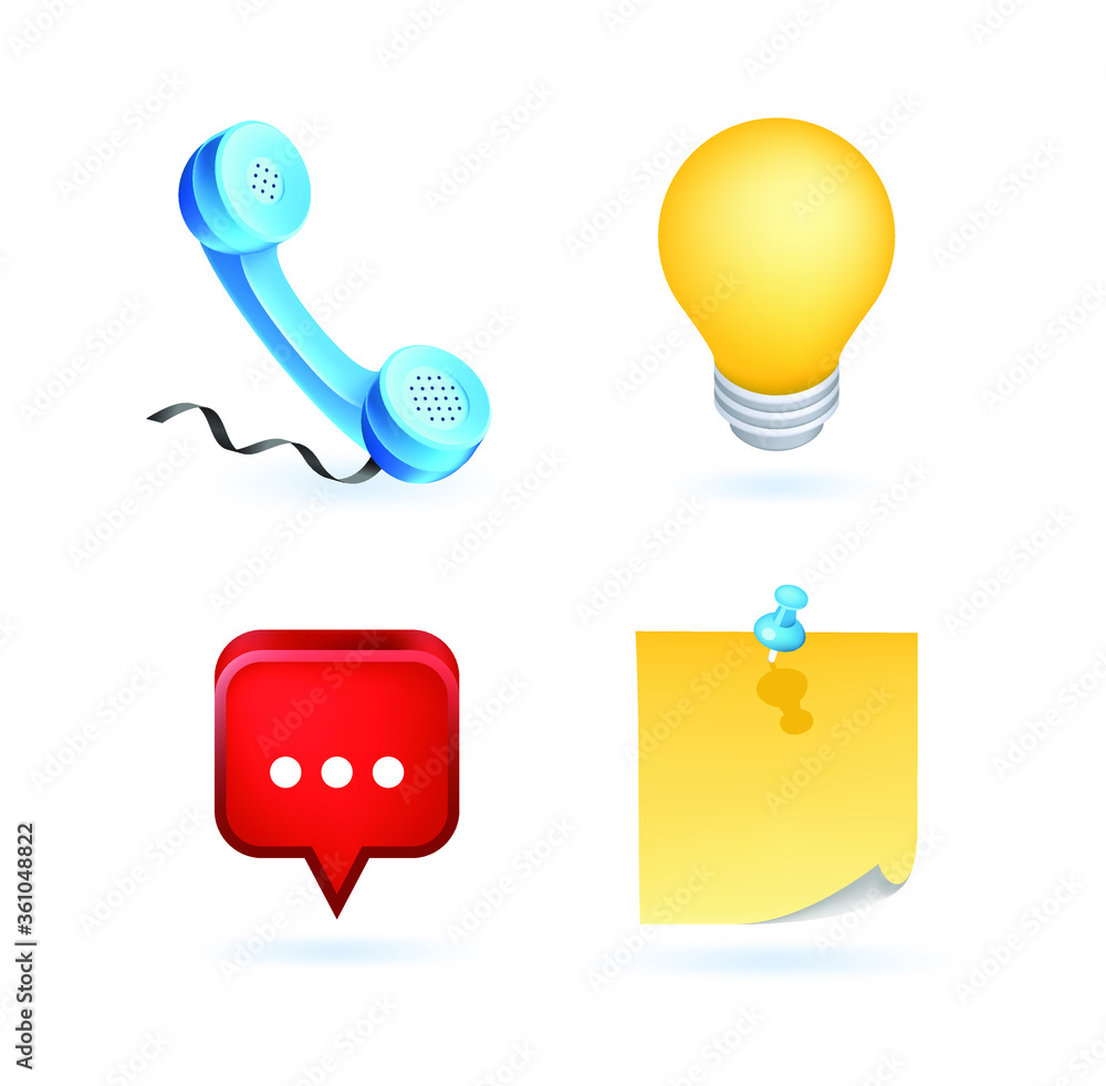 Poster set of realistic colored icon on white background . isolated vector elements