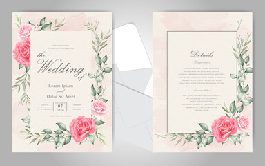 Elegant Floral and Watercolor Splash Wedding Invitation Cards