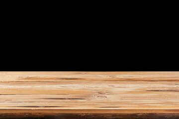 Retro wooden table on a black background can used for display or montage your products.