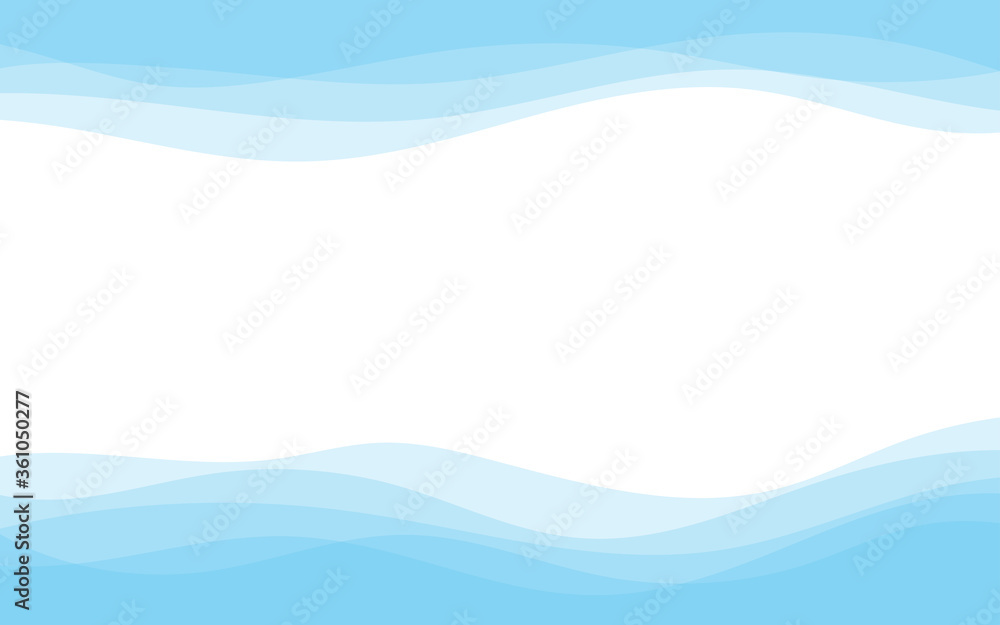 Wall mural abstract light blue wavy modern curve lines on top and bottom with clean background vector illustrat