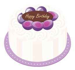 Birthday cake with grape and fresh cream