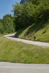 Cycliste grimpant un col dans le Vercors drômois
