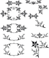 decorative ornaments, frame, divider using elements from leaves for design invitations, frames, menus and labels. Graphic design of the site, cafes, boutiques, hotels, invitations for weddings