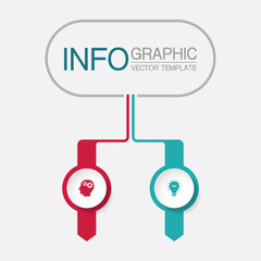Vector infographic template with 2 steps or options. Data presentation, business concept design for web, brochure, diagram.