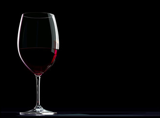 crystal glass of red wine on a black background