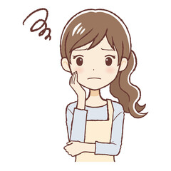 困った表情のエプロン女性 上半身