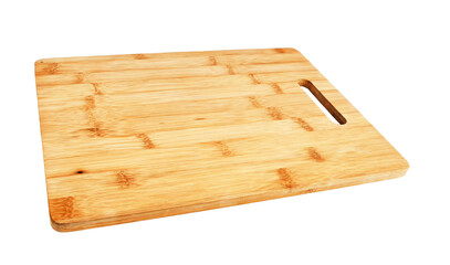 bamboo cutting board on a white background