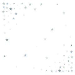 silver stars background, sparkling christmas lights confetti corner isolated on white. magic shining Flying stars glitter cosmic backdrop, sparkle vector border.