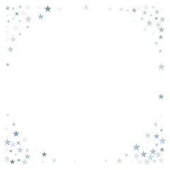 silver stars background, sparkling christmas lights confetti falling isolated on white. magic shining Flying stars glitter cosmic backdrop, sparkle vector border.