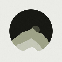 Mountains rocks silhouette art logo design illustration