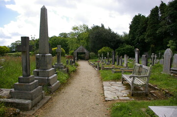 A church graveyard in Budock , Cornwall, England, UK.