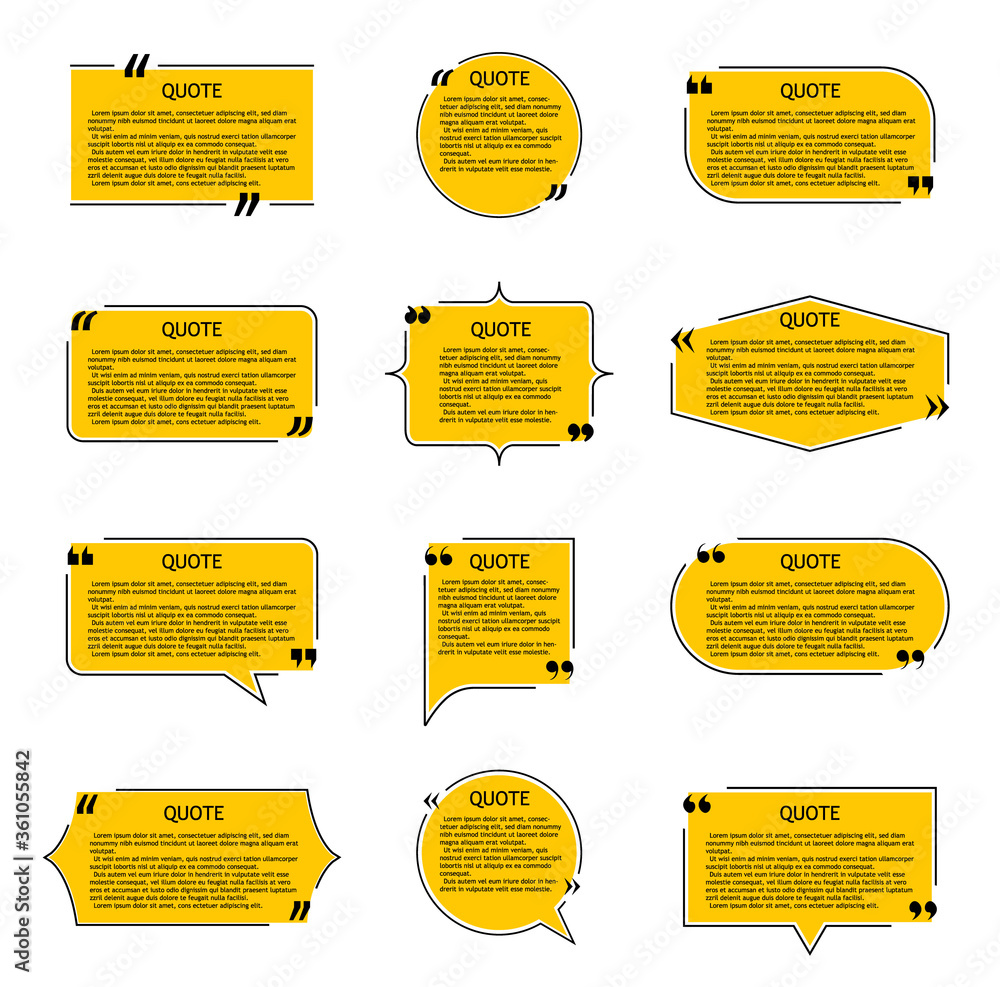 Poster quote with box for text. frame for quotation and speech bubble. background for comment or chat. bord