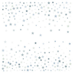 silver stars background, sparkling christmas lights confetti falling isolated on white. magic shining Flying stars glitter cosmic backdrop, sparkle vector border.