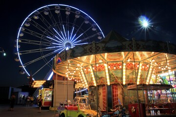 Amusement Park in the port of Varna (Bulgaria) in the evening. The walk is 28 June 2020.