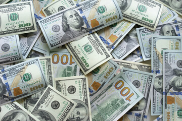 Fototapeta na wymiar Background with money american hundred dollar bills
