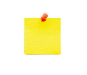 yellow sticker on the knotted button on a white background