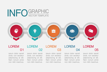 Vector infographic template with 5 steps or options. Data presentation, business concept design for web, brochure, diagram.