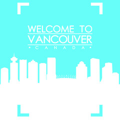 Fototapeta premium Welcome to Vancouver Skyline City Flyer Design Vector art.