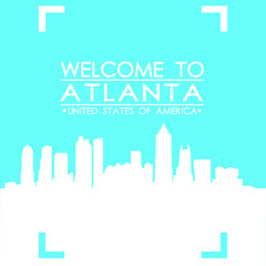 Fototapeta premium Welcome to Atlanta Skyline City Flyer Design Vector art.