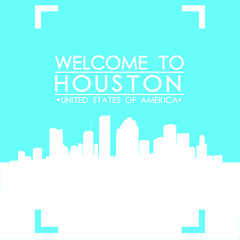 Fototapeta premium Welcome to Houston Skyline City Flyer Design Vector art.