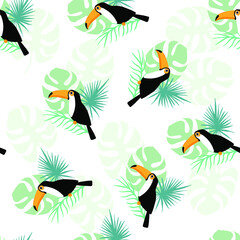 tropic seamless pattern with toucan