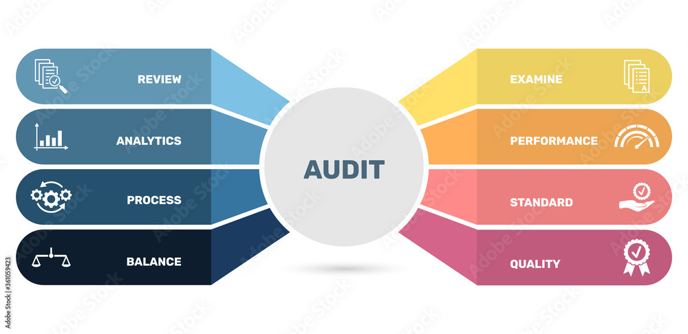 Poster vector infographic template audit template. can be used for process diagram, presentations, workflow