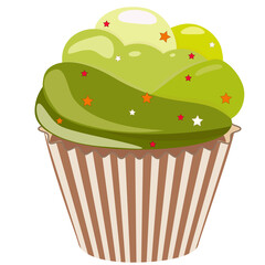 Realistic cupcake. Sweet creamy desserts muffins with frosting flavors decoration, delicious confectionery and baking.