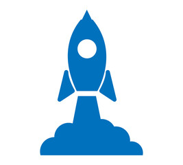 Rocket ship icon with fire flat isolated on white vector illustration