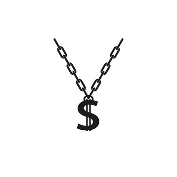 Dollar icon on a chain. Simple flat vector illustration
