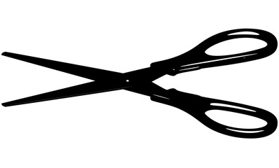 Scissors vector illustration. Cut concept with open scissors. Utensil or hairdresser logo symbol