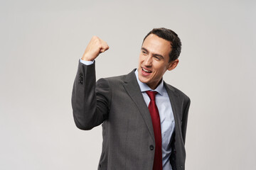 Emotional male official suit office