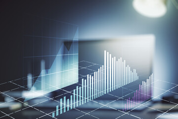 Abstract creative financial graph on modern laptop background, forex and investment concept....