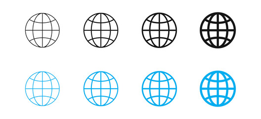 Global world set icon for web design. Earth symbol in flat, vector