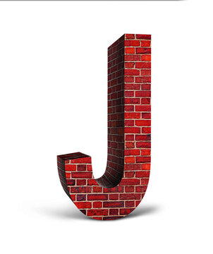 Alphabet Letter J of the alphabet with wall of bricks 