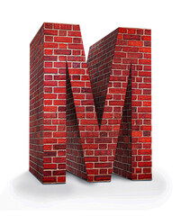 Alphabet Letter M of the alphabet with wall of bricks 
