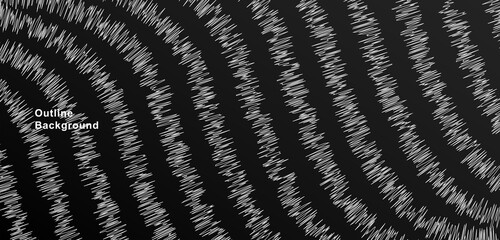 Abstract black-and-white lines. Wavy line vibrations in curved white lines. It can be suitable for technology, banners, covers, terrain, science, and related backgrounds.