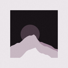 Mountains rocks silhouette art logo design illustration
