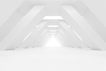 Abstract architecture space, Interior with white concrete wall. 3d render.