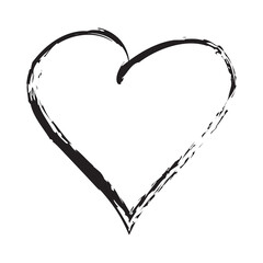 Black heart contour vector. Hand drawn love icon isolated. Paint brush stroke heart icon. Hand drawn vector for love logo, romance icon, passion symbol and Valentine's day. Painted brush stroke vector