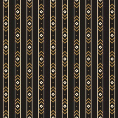 Stripes pattern vector with geometric tribal ornament. Seamless decorative ethnic graphic for dress, purse, bag, or other modern autumn winter luxury textile and paper print.