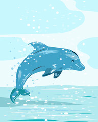 Blue Dolphin jumps out of the water